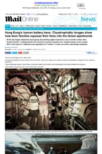 Hong Kong's human battery hens: Claustrophobic images show how slum families squeeze their lives into the tiniest apartments (2013-09-17)