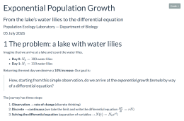 Exponential Population Growth — From Water Lilies to the Differential Equation