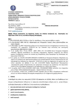 Μέτρα προστασίας της Δημόσιας Υγείας στο πλαίσιο αποφυγής της διασποράς του κορωνοϊού SARS-CoV-2, στα Μέσα Μαζικής Μεταφοράς