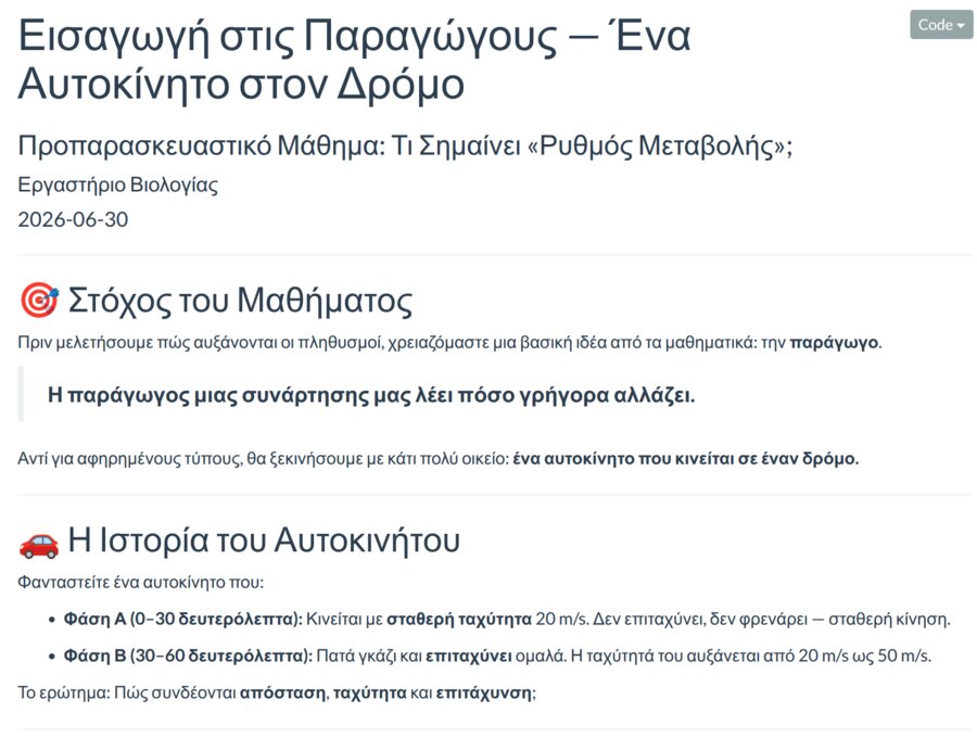 Προεπισκόπηση: Εισαγωγή στις Παραγώγους