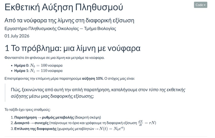 Προεπισκόπηση: Εκθετική Αύξηση Πληθυσμού