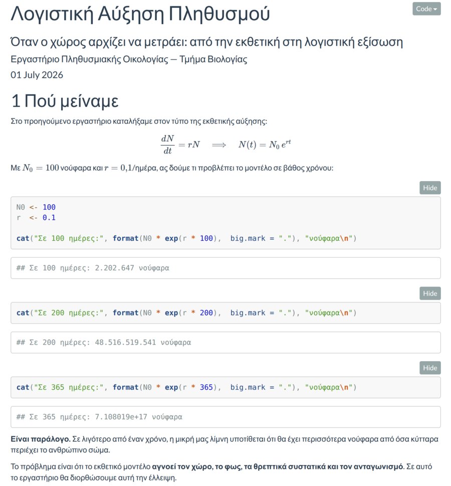 Προεπισκόπηση: Λογιστική Αύξηση Πληθυσμού